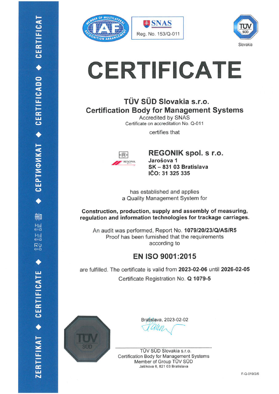 Certificate EN ISO 9001:2008